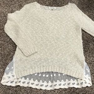 Cream sweater with lace detail